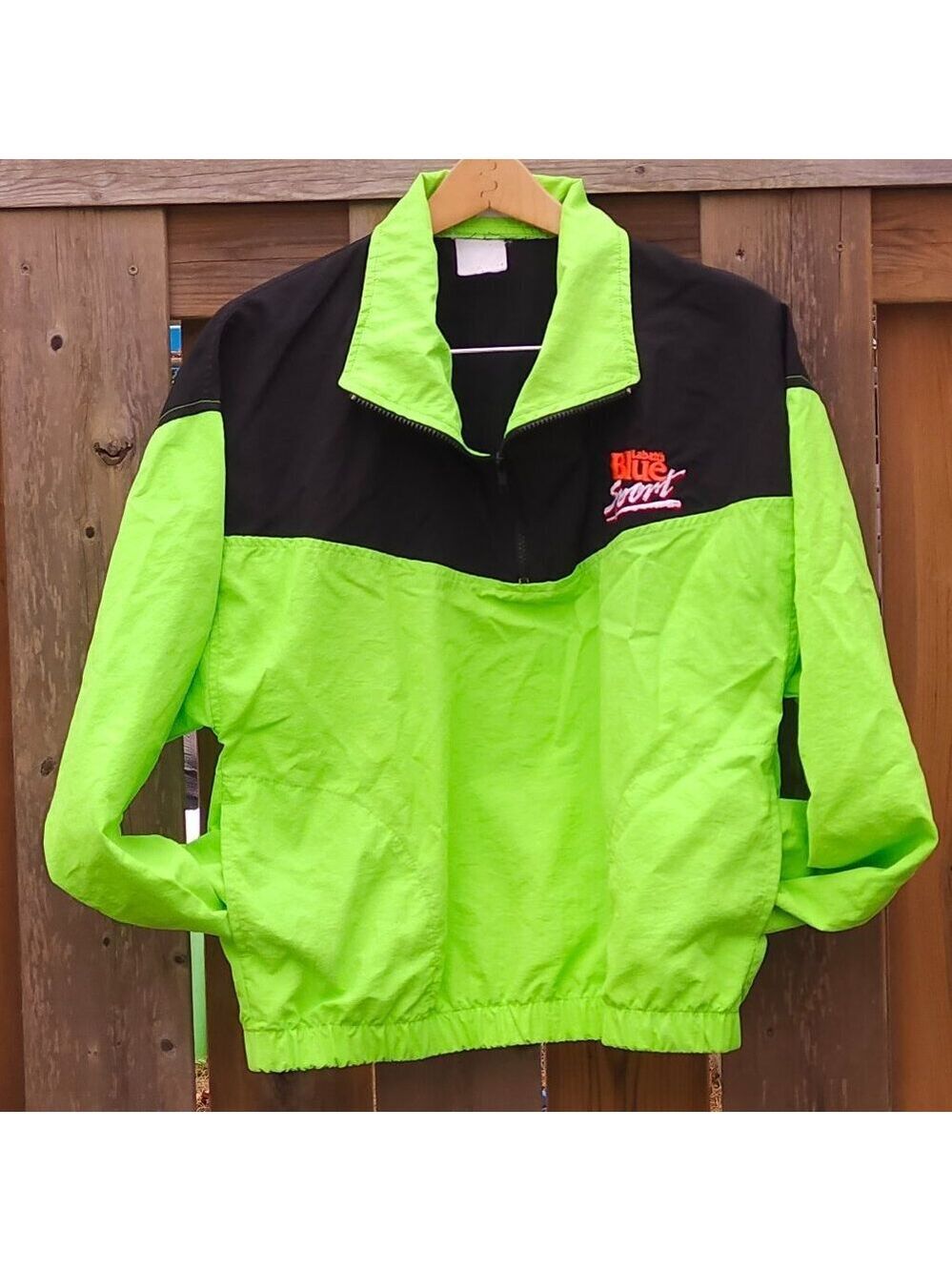 VINTAGE RETRO LABATT BLUE Sport Windbreaker Neon 1/4 Zip Pullover Unisex Medium